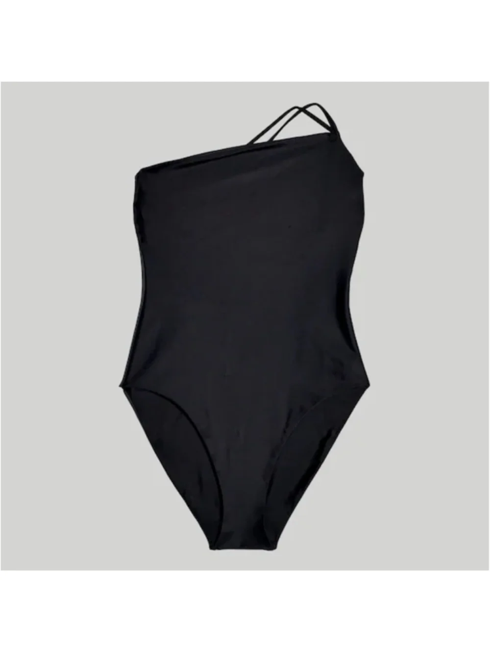 Madewell True Black Double-Strap One-Shoulder One-Piece Swimsuit Size Small